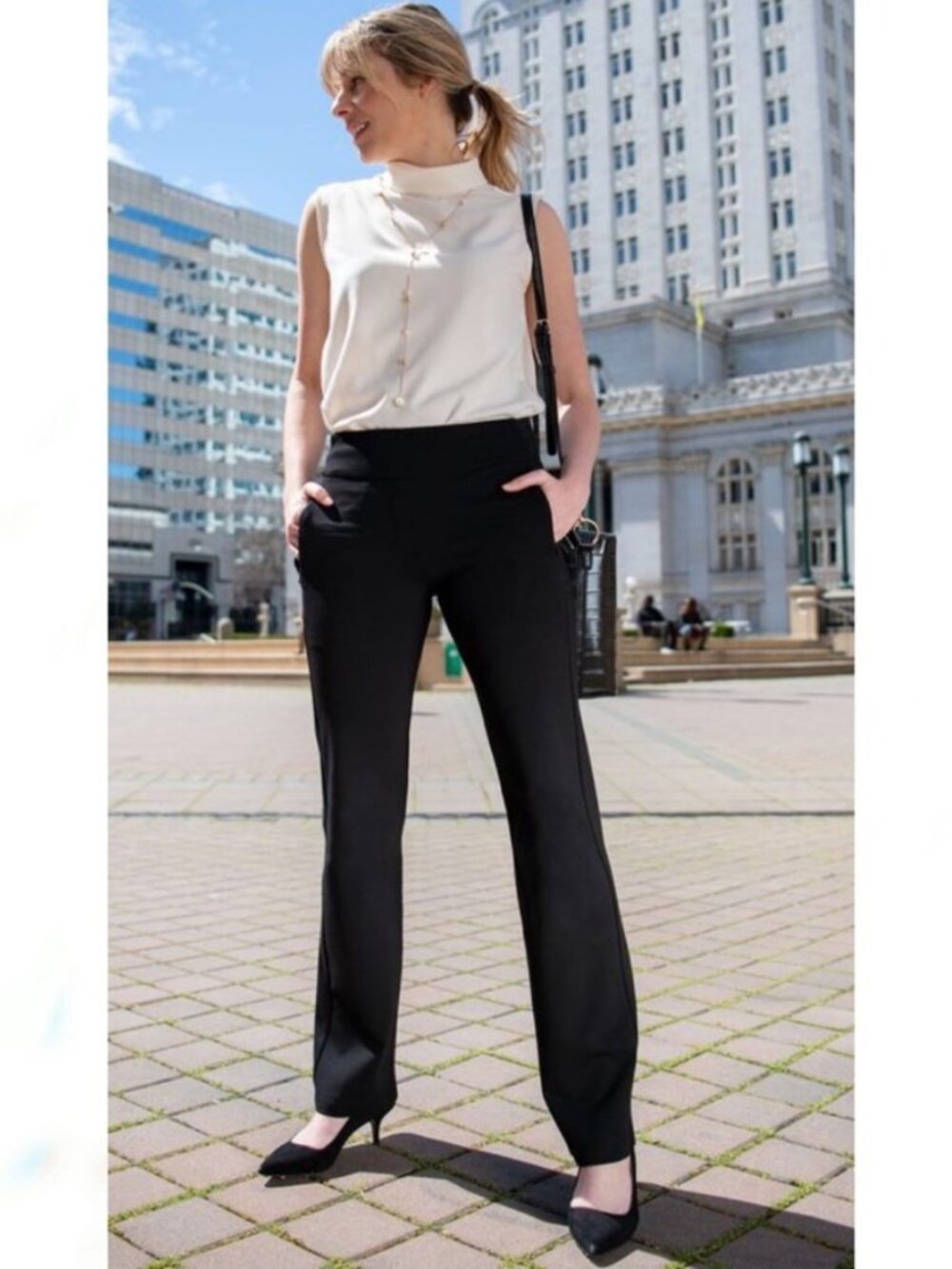 New Betabrand Black Straight Deep Pocket Dress Pant Yoga Pants XXLarge